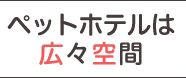 ペットホテルは広々空間